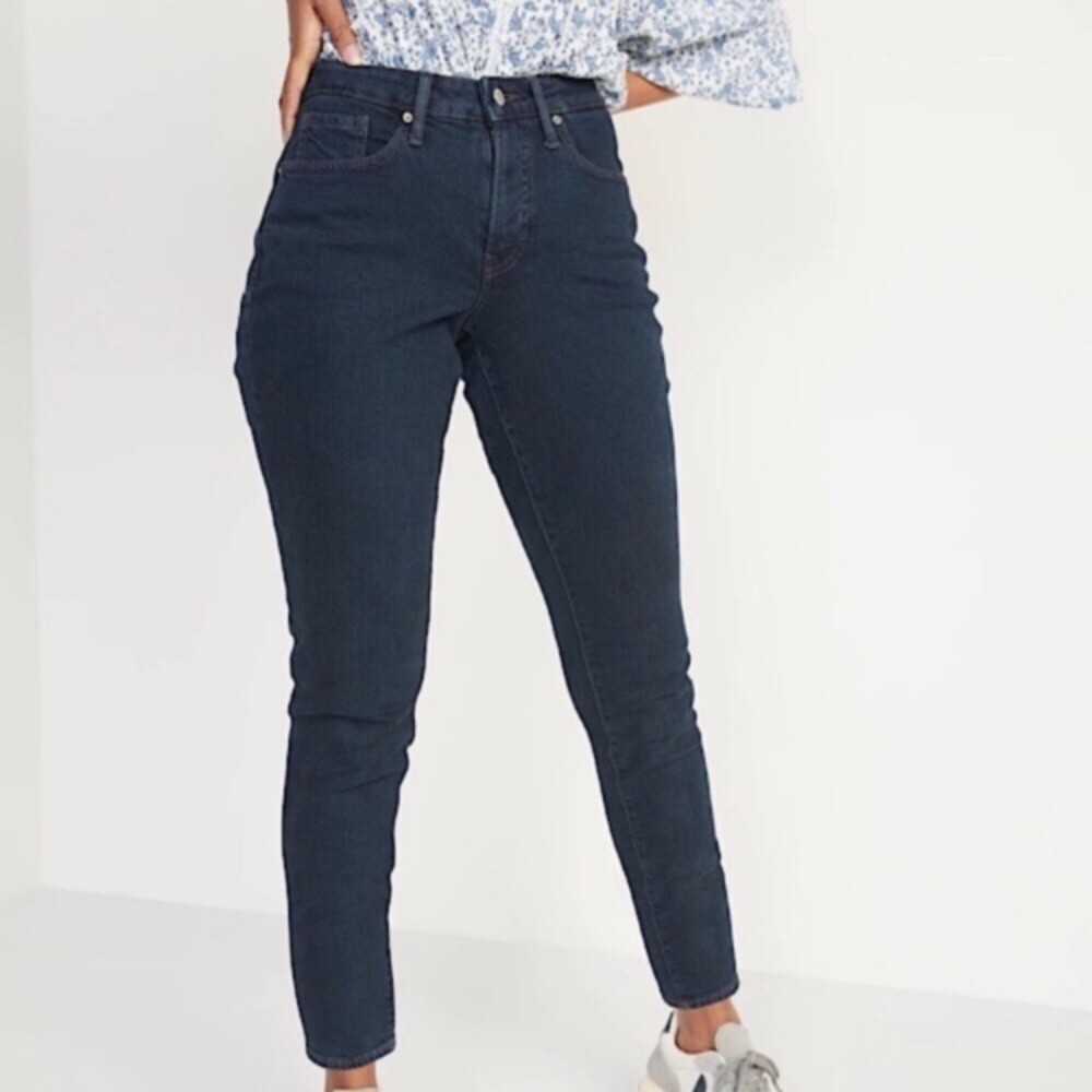 Old Navy Curvy High-Waisted O.G. Straight Dark-Wash Jeans Size 4